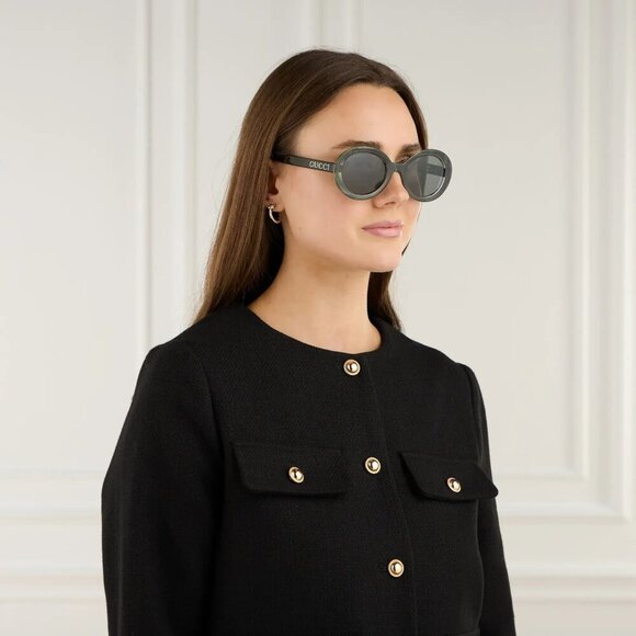 Gucci GG1722SA 005 BRAND NEW Sunglasses Transparent Dark Green Smoke Grey Unisex - Picture 3 of 10